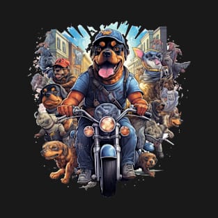 A cute t-shirt design featuring a Rottweiler Dog on a scooter T-Shirt