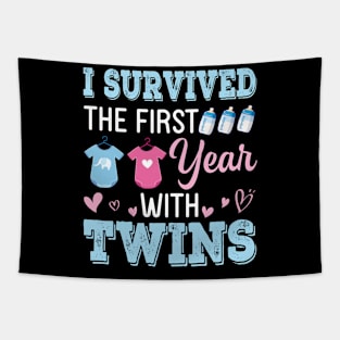 I Survived The First Year With Twins Happy Mothers Day To Me Tapestry