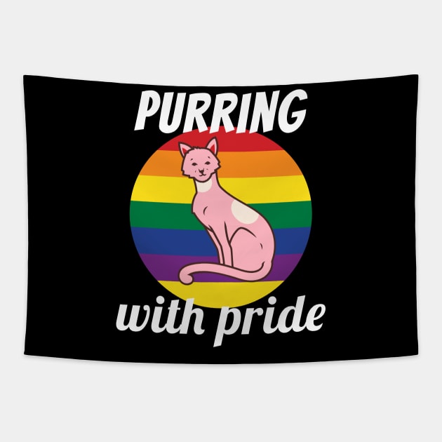 Purring With Gay Pride Cat Vintage Retro Sunset Tapestry by shywolf