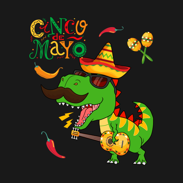 Dinosaur With Guitar Cinco de Mayo by NatalitaJK