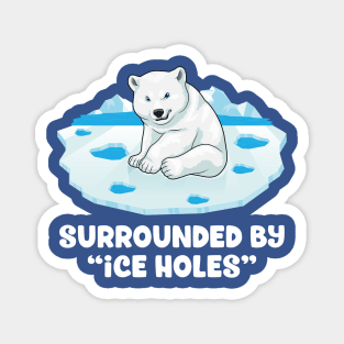 Frosty Polar Bear - Surrounded By Ice Holes Magnet