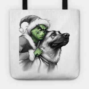 The Grinch and Dog Christmas tee Tote