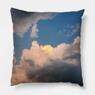 sunlit storm clouds Pillow