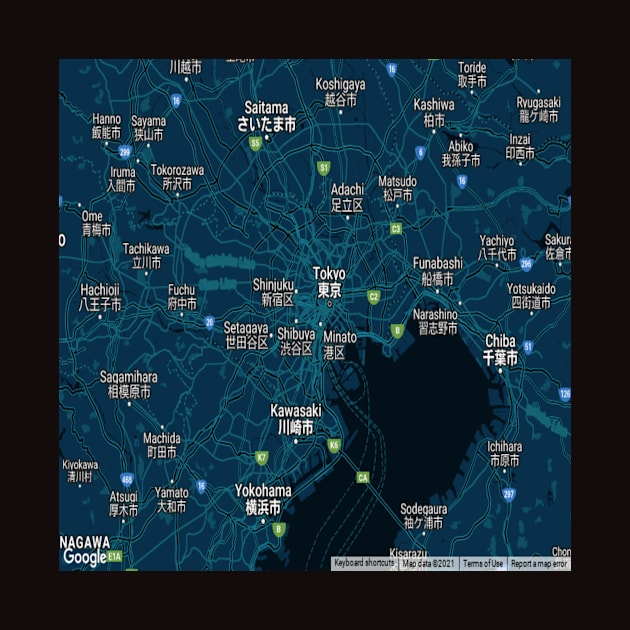 Tokyo dark blue map by Mapmania