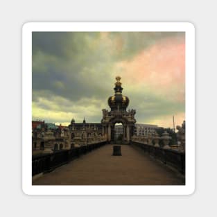 Retro rainbow sky Dresden Germany sightseeing trip photography from city scape Europe trip Magnet