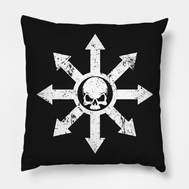 Mark of Chaos Distressed White Pillow by SimonBreeze