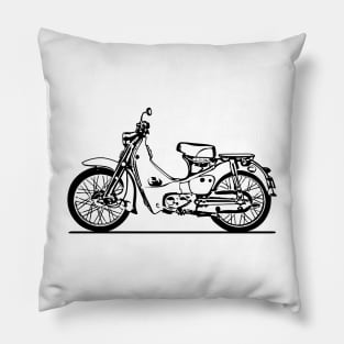 Super Cub Motorcycle Sketch Art Pillow