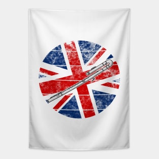 Bass Flute UK Flag Britain Flautist British Musician Tapestry