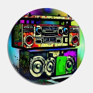 Boom Box Psychedelic Trippy Hip Hop Vibrant Gift Rap Radio Pin