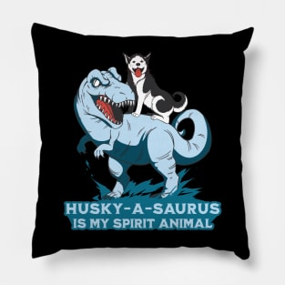 Husky-a-saurus - Sled Racing Husky Lover Pillow