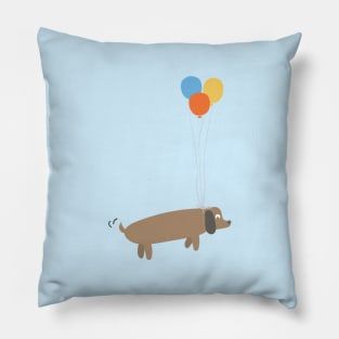 Cute cartoon dog floating with balloons Pillow