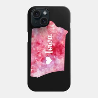 Iowa state watercolor map watercolor Watercolour pink heart Phone Case