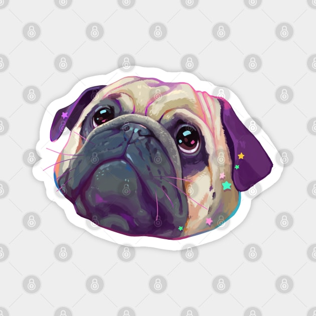 Starry Cute Pug head Magnet by You Miichi