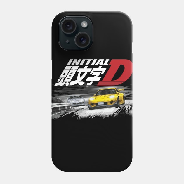 Initial D FD RX7 Stage 1 Drifting - Keisuke Takahashi vs Hideo Minagawa Phone Case by cowtown_cowboy