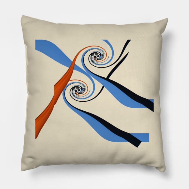 Blue, Black and Orange Pillow by Whisperingpeaks