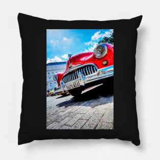 Classic American Red Car In Cuba Pillow