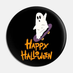 Ghost Skateboard Lazy Halloween Costume Funny Skateboarding Pin