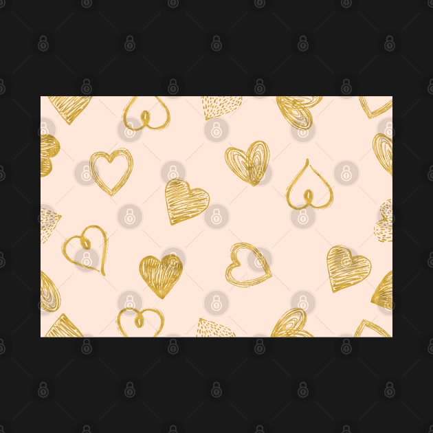 Gold Heart Pattern Mask -  Pink Background Masks by WassilArt