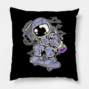 Astroanut Skater Boombox • Funny And Cool Sci-Fi Cartoon Drawing Design Great For Any Occasion And For Everyone Pillow