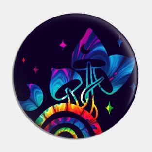 Three Magic Mushrooms on a Rainbow Pin