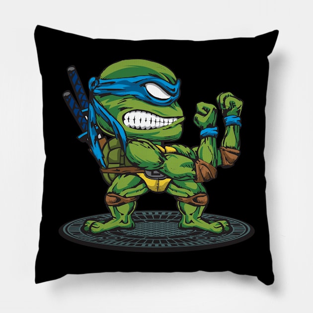 FIGHTING TURTLE LEONARDO Pillow by MatamorosGraphicDesign