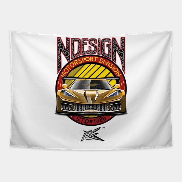 corvette stingray c8 yellow Tapestry by naquash