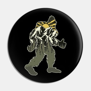 Funny Bigfoot Retro Vintage Mountains Pin