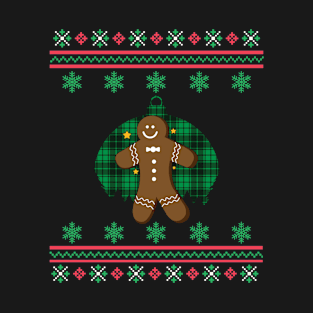 Gingerbread Man Faux Ugly Christmas Sweater Funny Holiday Design T-Shirt