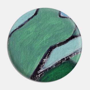 Cobalt Blue Navy Green Abstract Art Pin