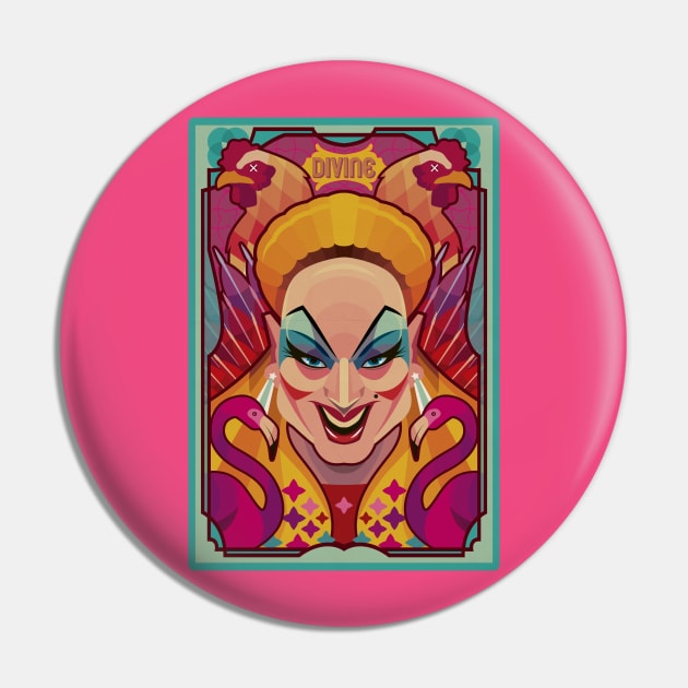 Pink Flamingos Pin by Morts