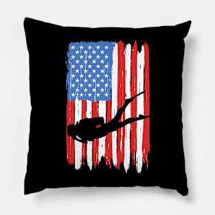 American Flag Diving Graphic Pillow