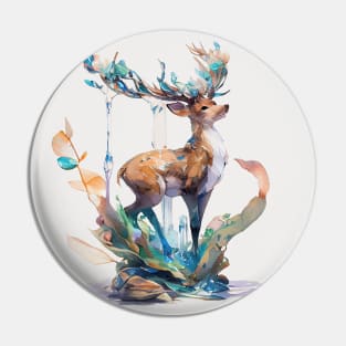 Watercolor deer, forest spirit Pin