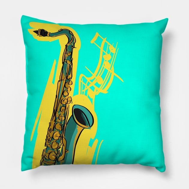 Saxy tee Pillow by @akaluciarts