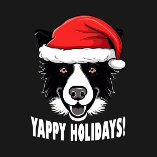 Border Collie Christmas Gift Yappy Holidays Santa Dog T-Shirt