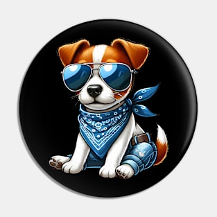 Funny Jack Russell Terrier with Sunglasses Pin