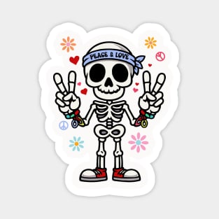 Peace And Love Funny Skeleton Design Magnet