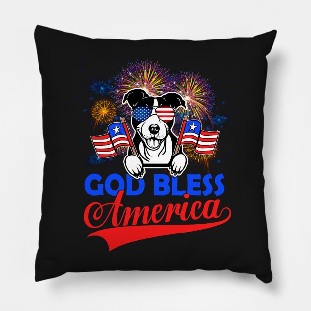 God Bless America 4th Of July Firework Dog Unisex Pillow by BelaReider