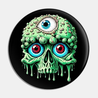 Zombie Gore Brain Skull 3 Pin