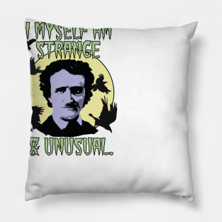 Edgar Allan Poe Strange Raven Quote Pillow