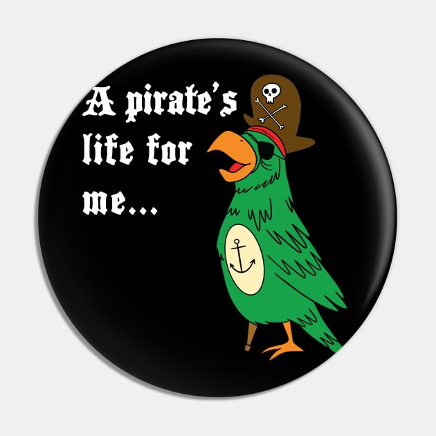 Pirate Parrot with Eye Patch and Wooden Leg Pin by FrogAndToadsWorkshop