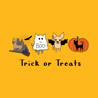 Orange Halloween Chis - Smooth Coat Chihuahuas - Halloween Chihuahua Tee T-Shirt