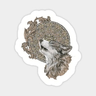 Mandala wolf Magnet