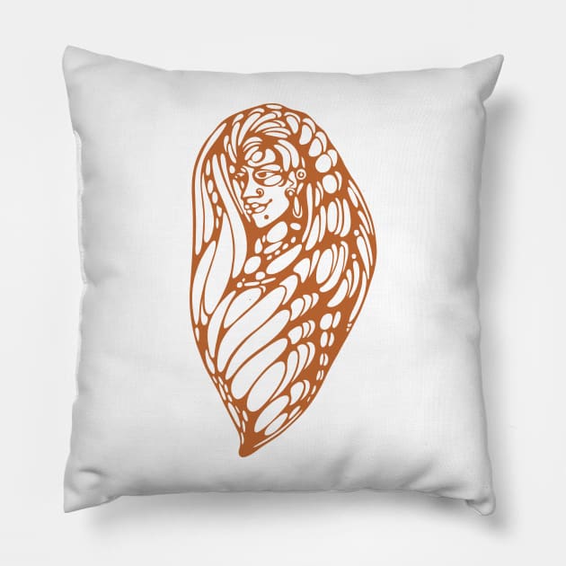 Beautiful Tribal Woman Copper Pillow by GeeTee