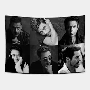 Robert Downey Junior collage black and white Tapestry