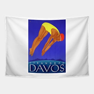 Vintage Travel Poster Switzerland Davos Tapestry