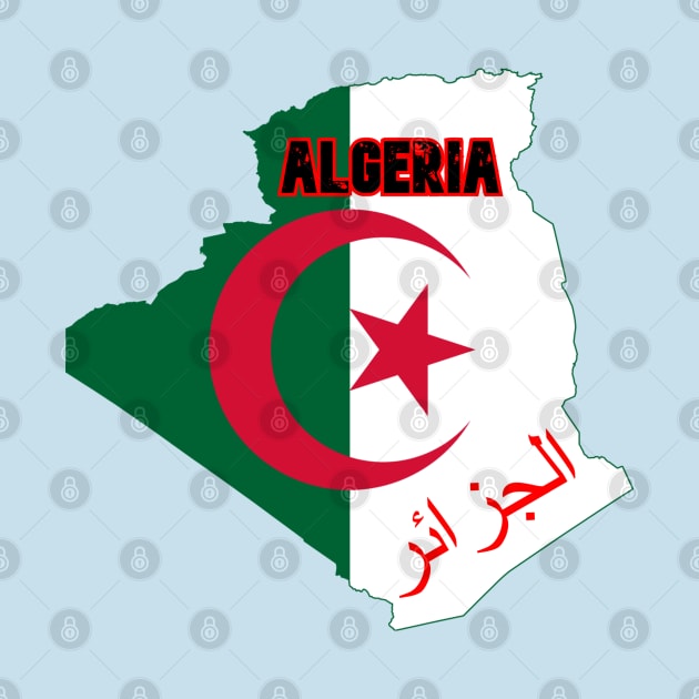 Algeria map & flag by Travellers