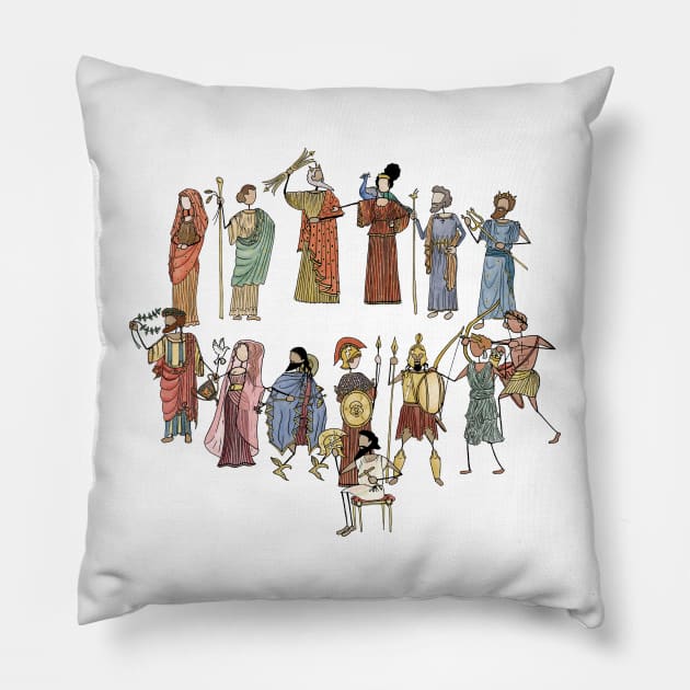 Greek Myth Comix - the Olympians in Colour! Pillow by GreekMythComix