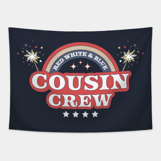 Red White and Blue Cousin Crew 4th of July Tapestry by OrangeMonkeyArt