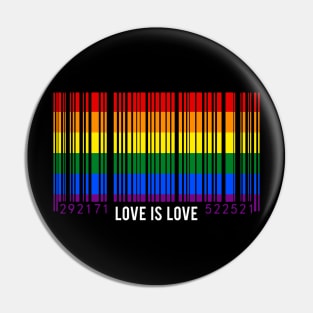 Love is Love Barcode LGBT Rainbow Flag Pin