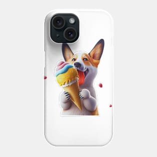 Dog eating ice cream Phone Case